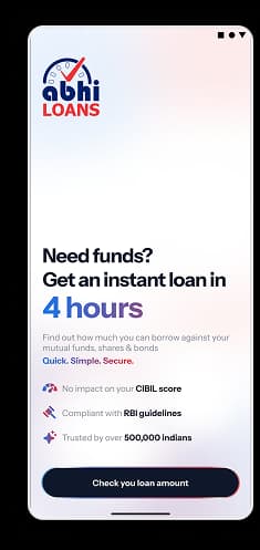 Mobile Abhiloans welcome screen inviting users to check their loan amount